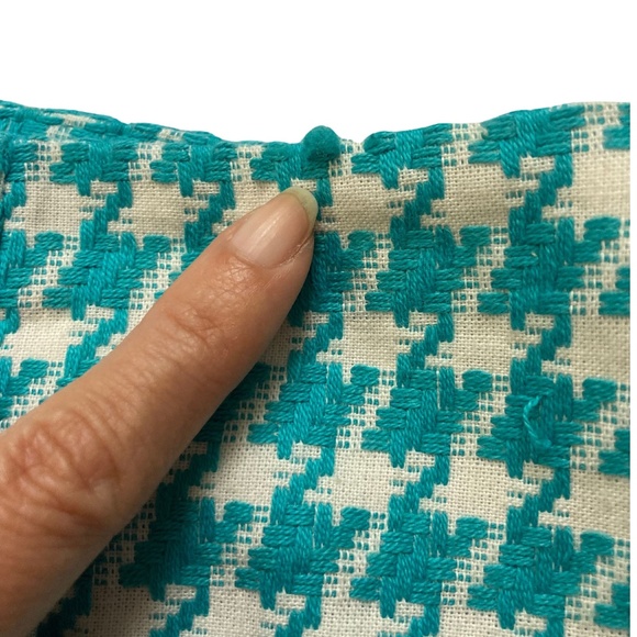 Talbots white, and aqua houndstooth midi skirt - Picture 8 of 10